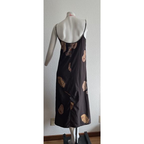 Japanese Noh Faces Brown Midi Slip Dress Fall Japanese Art Wear Lagenlook Medium - Picture 15 of 16